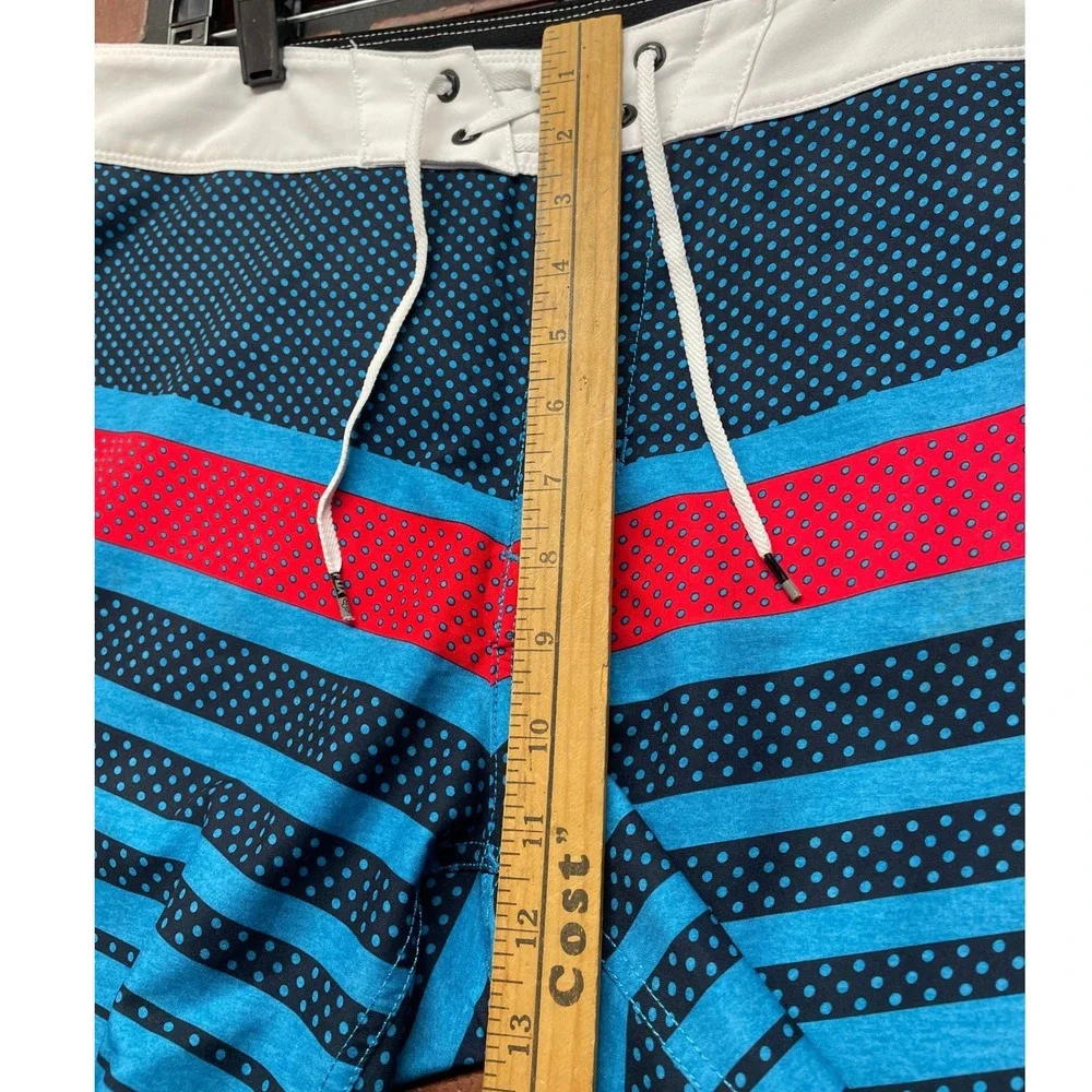 Fox Head Men's M-L Blue Black Stripe Board Shorts Swim Athletic Gym MX